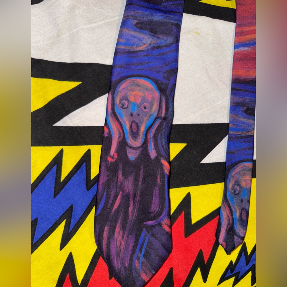 Ralph Marlin VINTAGE 1994 Edwin Munch "The Scream" men's tie 53" X 3 ¾”